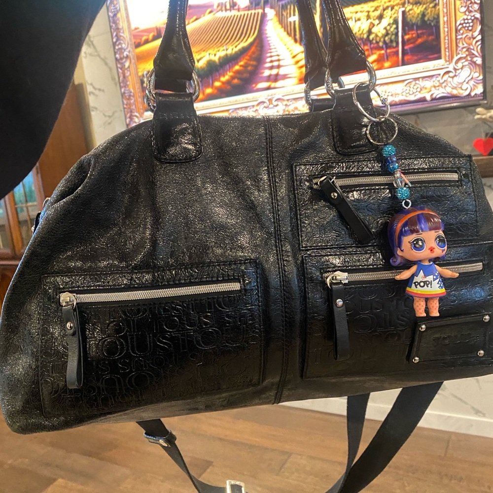 Bag, Black Zipper Shoulder w/Crossbody Strap